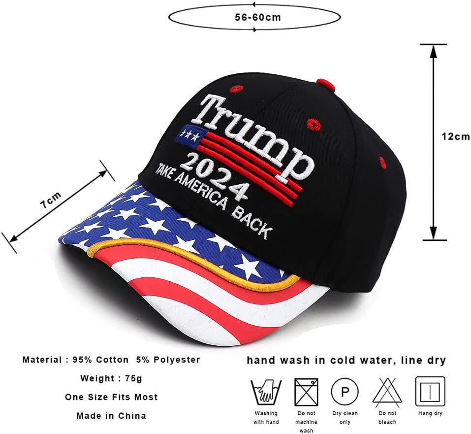 Trump 2024 Hat Donald Trump Hat for Women Men Take America Back MAGA Embroidery Adjustable Baseball Cap with USA Flag